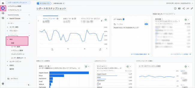 Googleアナリティクスツール画面①