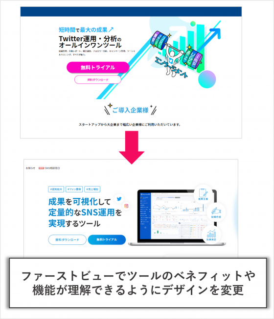 KeywordmapのLPデザイン変更例