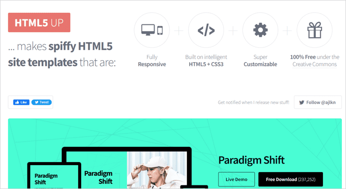 HTML5 UPのTOPページ