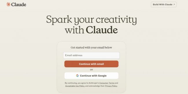 Claudeのトップページ