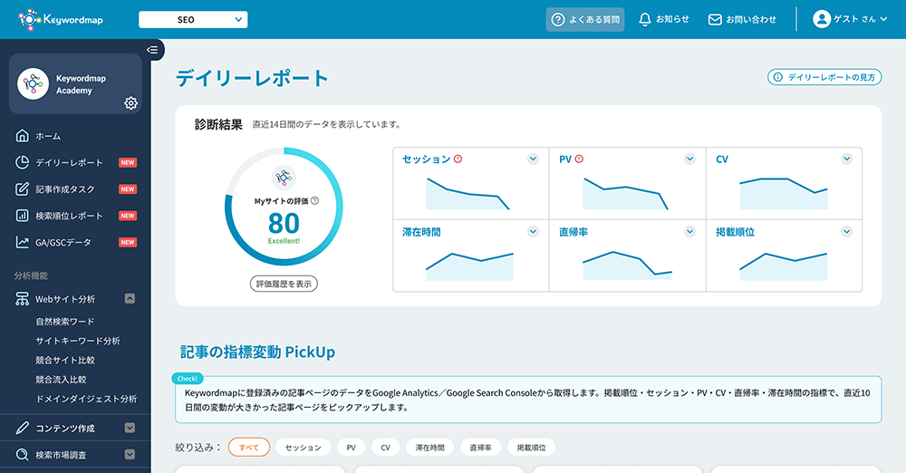 デイリーレポート画面イメージ